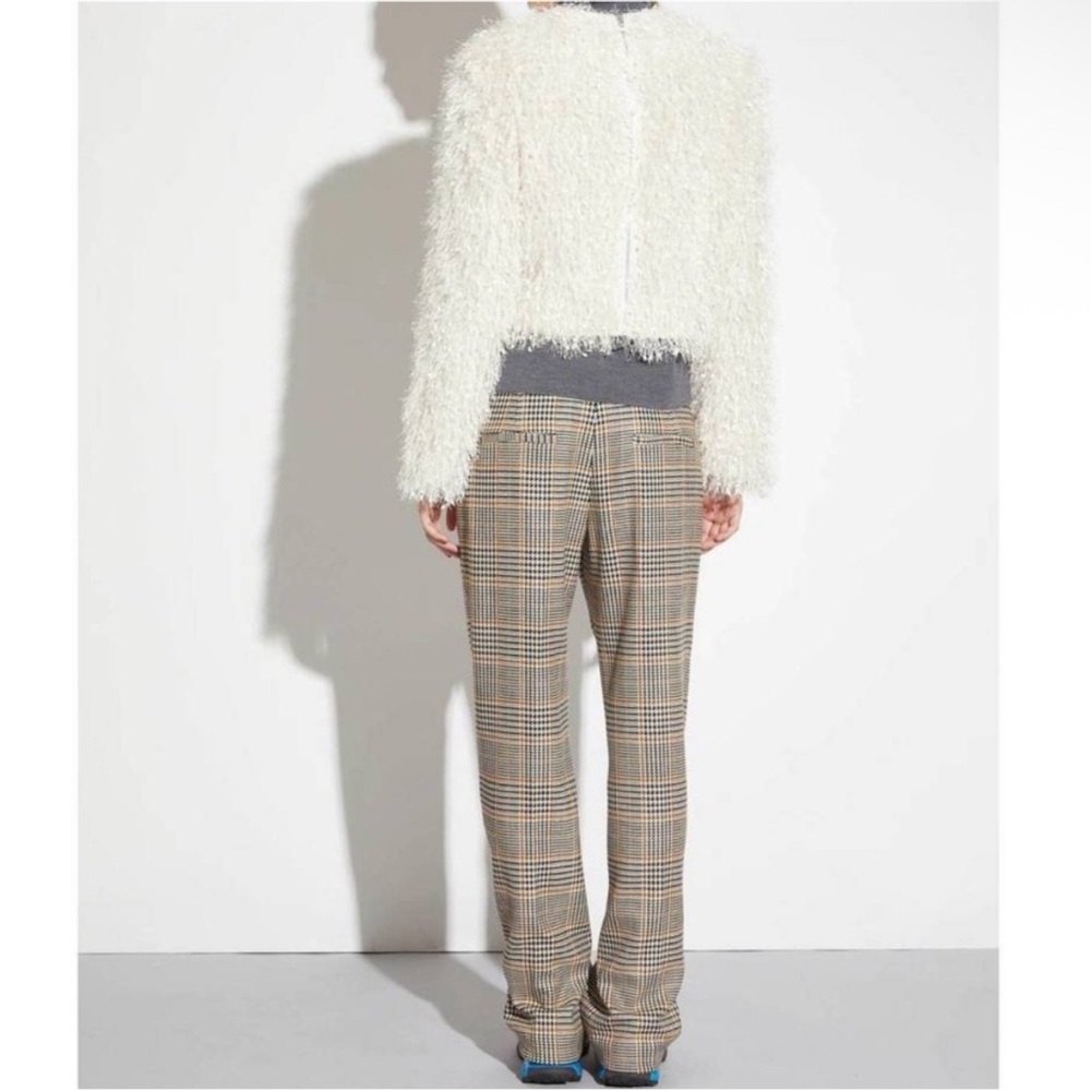 SAINT ART Nessa Tan Midrise Houndstooth Plaid Straight Wide Leg Pant Size S - Picture 5 of 8